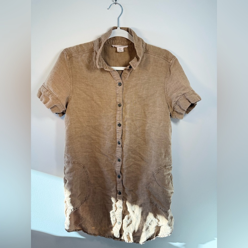 Lucky Brand Women’s brown Lyocell Button Down Short Sleeve Dress size Large